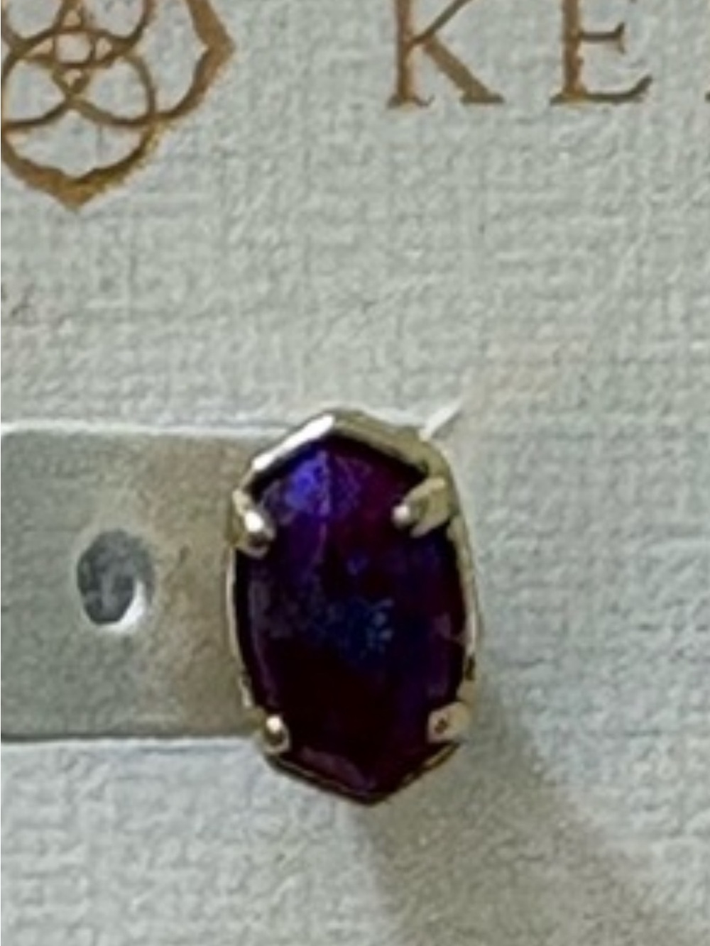 Kendra Scott Gold-Tone Octagon Purple Stone Stud Earrings